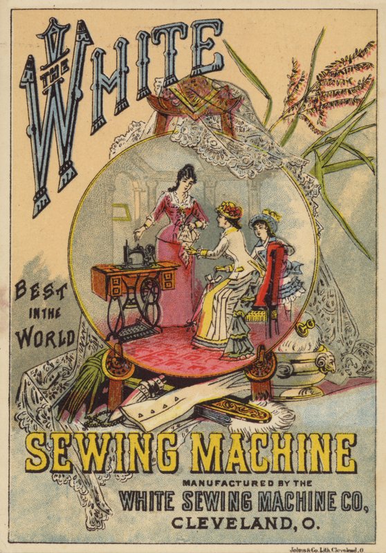 Ladies Looking at Sewing Machine by American School