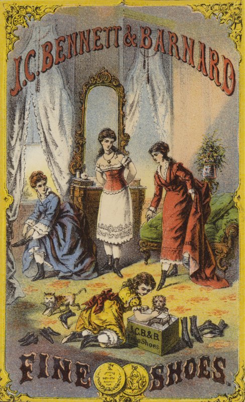 Ladies Trying on Shoes by American School