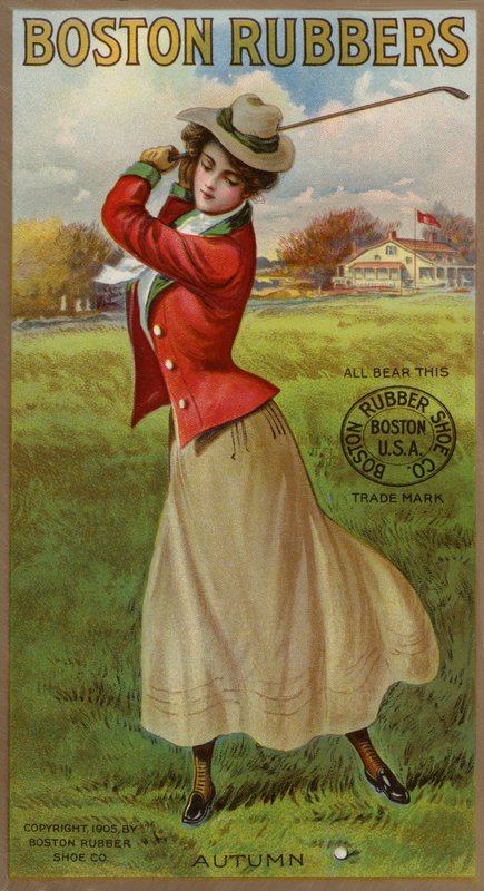 Lady Golfer Swinging Club by American School