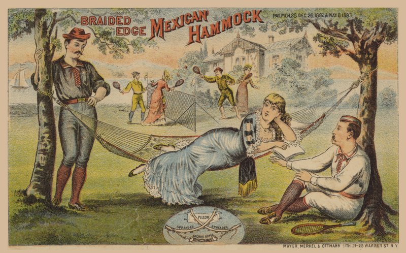 Lady Swinging on a Hammock by American School