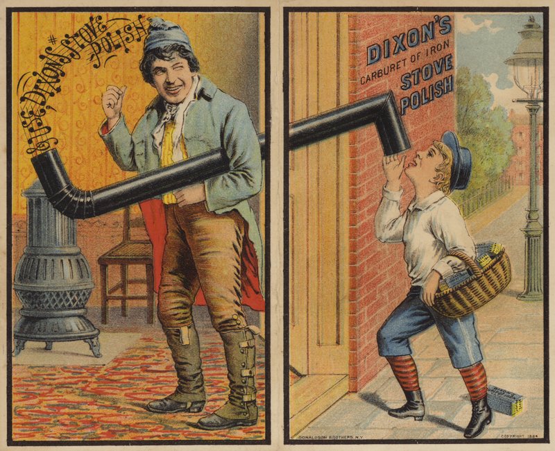 Man and Boy with Stove Chimney by American School