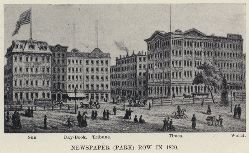 Newspaper Row in 1870 by American School