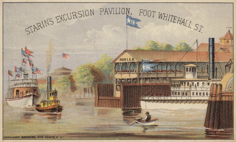 Paddle Steamer by the Pier by American School