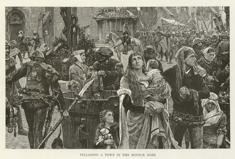 Pillaging a Town in the Middle Ages by American School