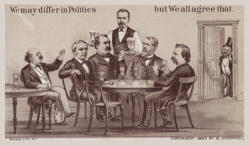 Politicians Enjoying Drinks Around the Table by American School