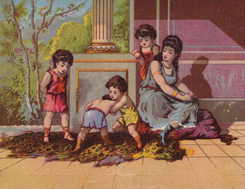 Roman Lady with Children Playing by American School