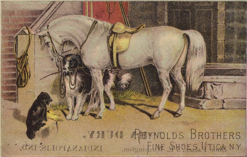 Tethered Horse with Sheepdog by American School
