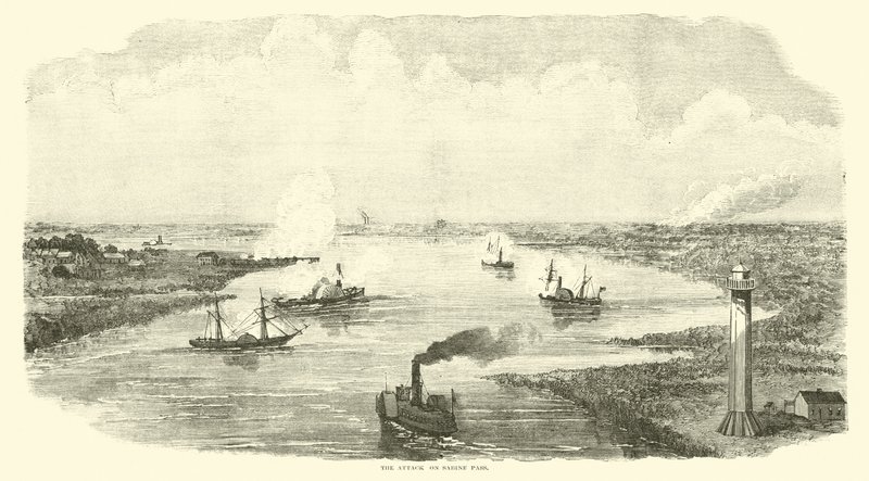 The Attack on Sabine Pass, November 1863 by American School
