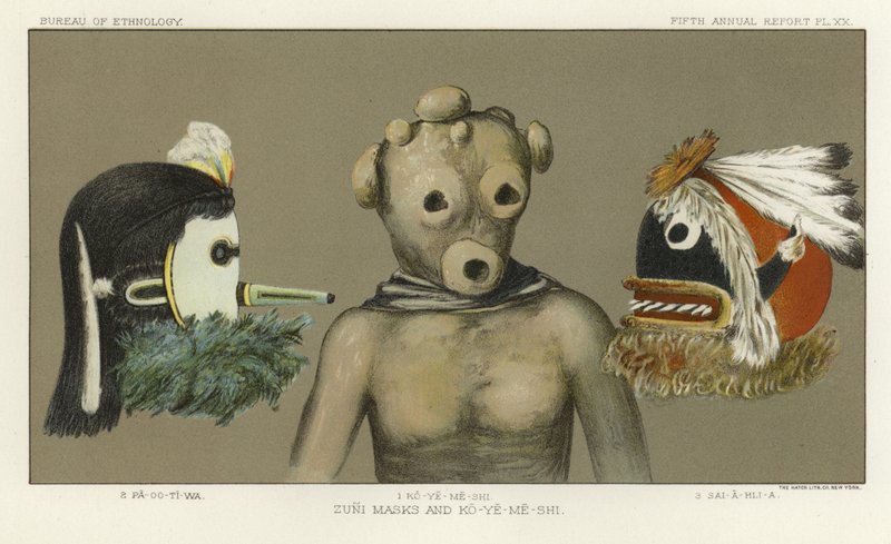 Zuni Masks and Ko-Ye-Me-Shi by American School