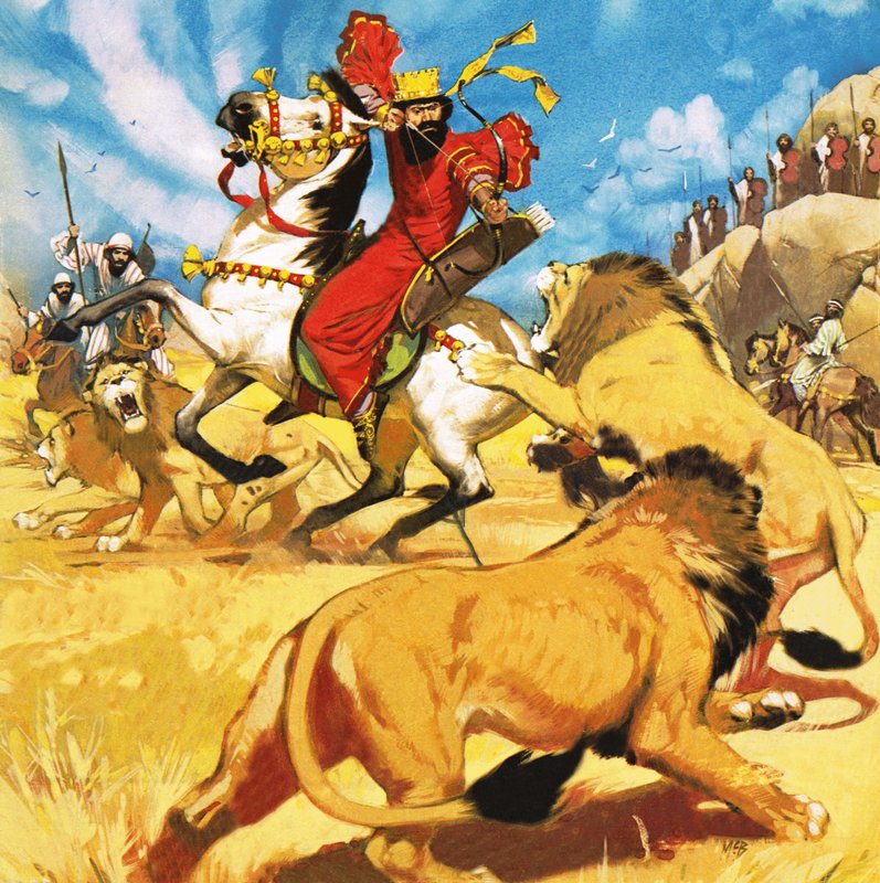 King Darius of Persia Hunting Lions by Angus McBride