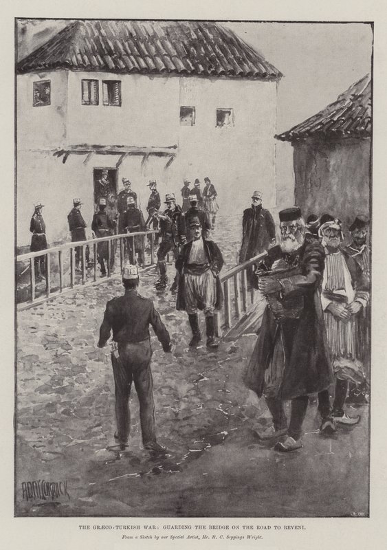 The Graeco-Turkish War, guarding the Bridge on the Road to Reveni by Arthur David McCormick