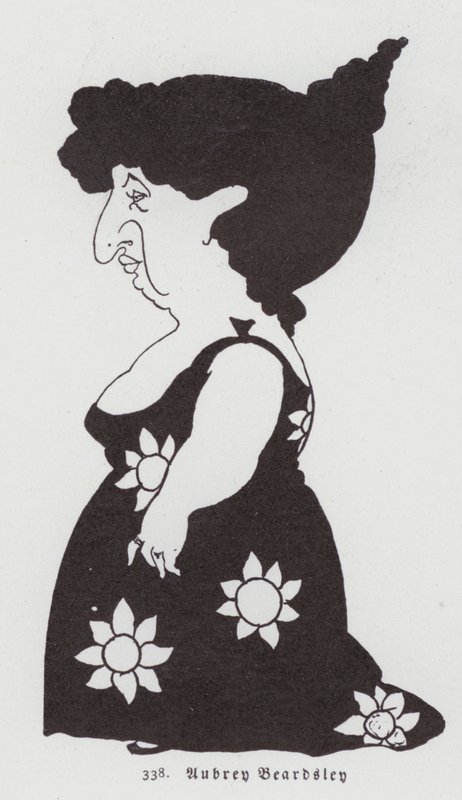 Caricature of a Woman in a Sunflower Dress by Aubrey Beardsley