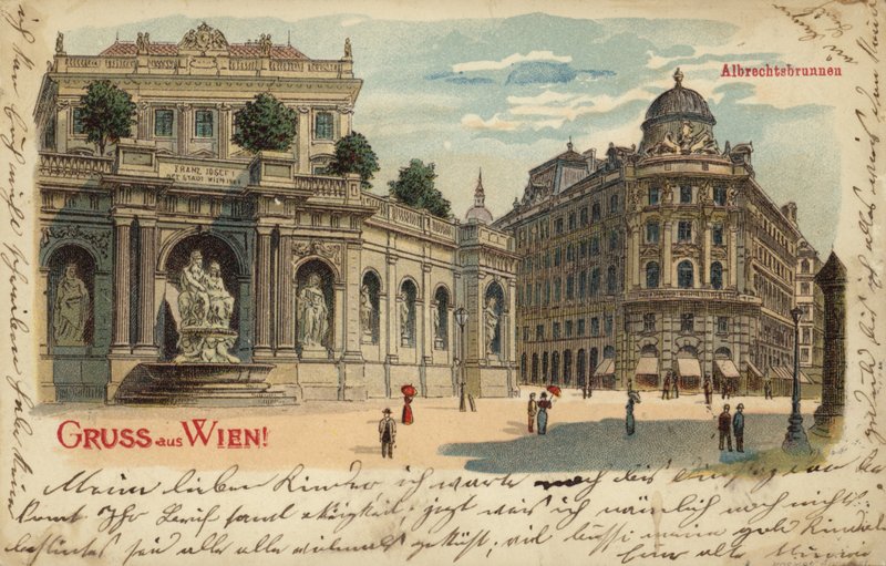 Postcard Depicting the Albrechtsbrunnen in Vienna by Austrian School