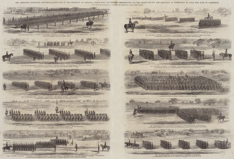 The Principal Battalion Movements executed in the Presence of Generals inspecting Volunteers by B. Clayton