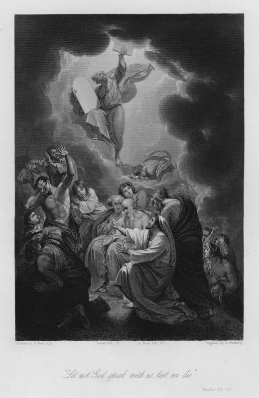 Moses receiving the Commandments, Exodus XX by Benjamin (after) West