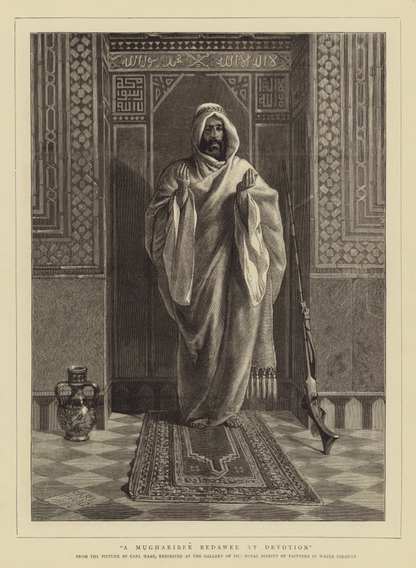 A Mugharibee Bedawee at Devotion by Carl Haag