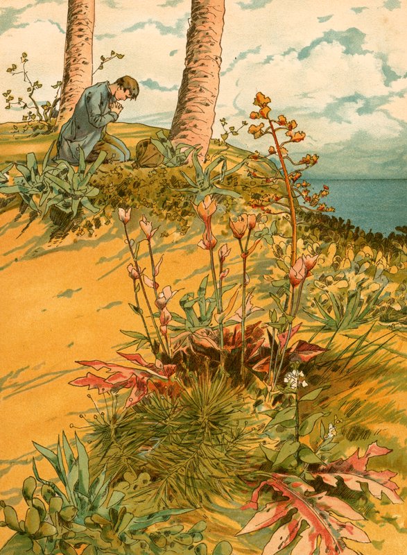 Robinson Crusoe at Prayer in His Church by Carl Marr