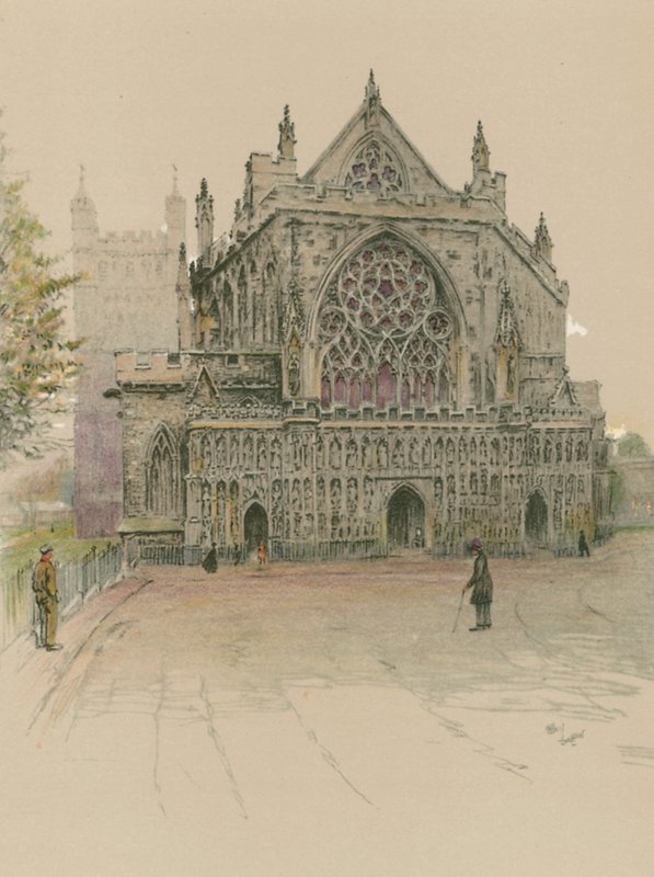 Exeter Cathedral by Cecil Charles Windsor Aldin