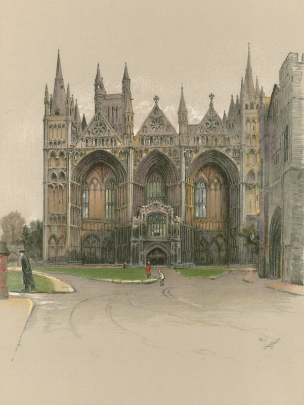 Peterborough Cathedral by Cecil Charles Windsor Aldin