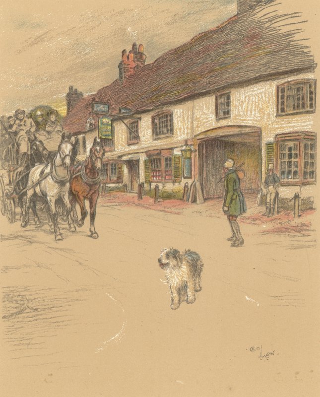 The Angel Inn, Woolhampton by Cecil Charles Windsor Aldin