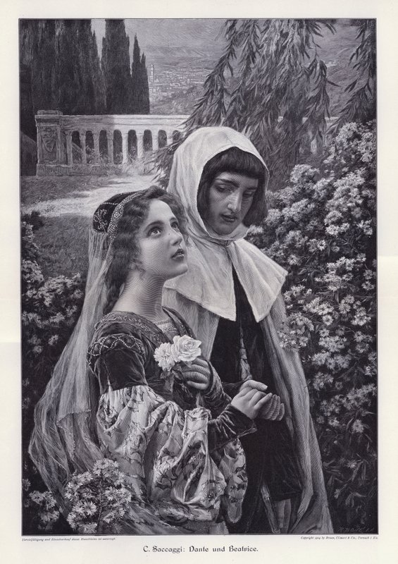 Dante and Beatrice by Cesare Saccaggi