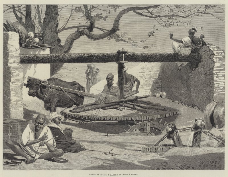 Egypt as it is, a Sakieh in Middle Egypt by Charles Auguste Loye
