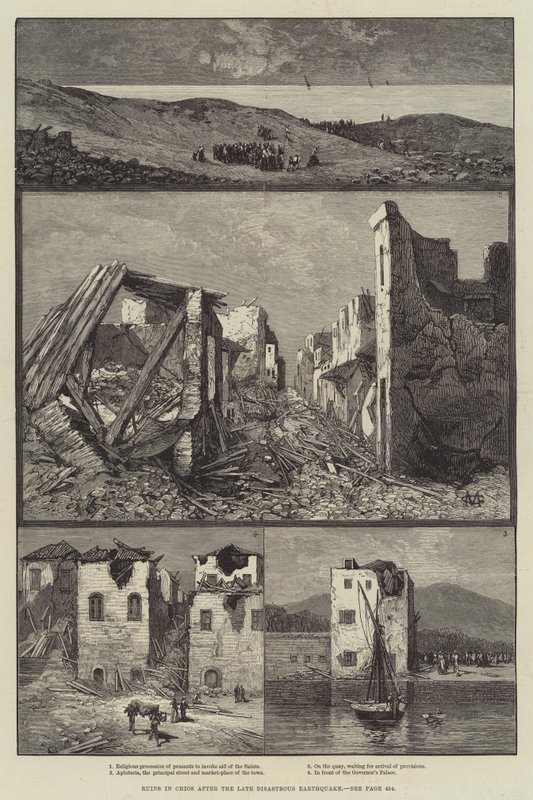 Ruins in Chios after the Disastrous Earthquake by Charles Auguste Loye