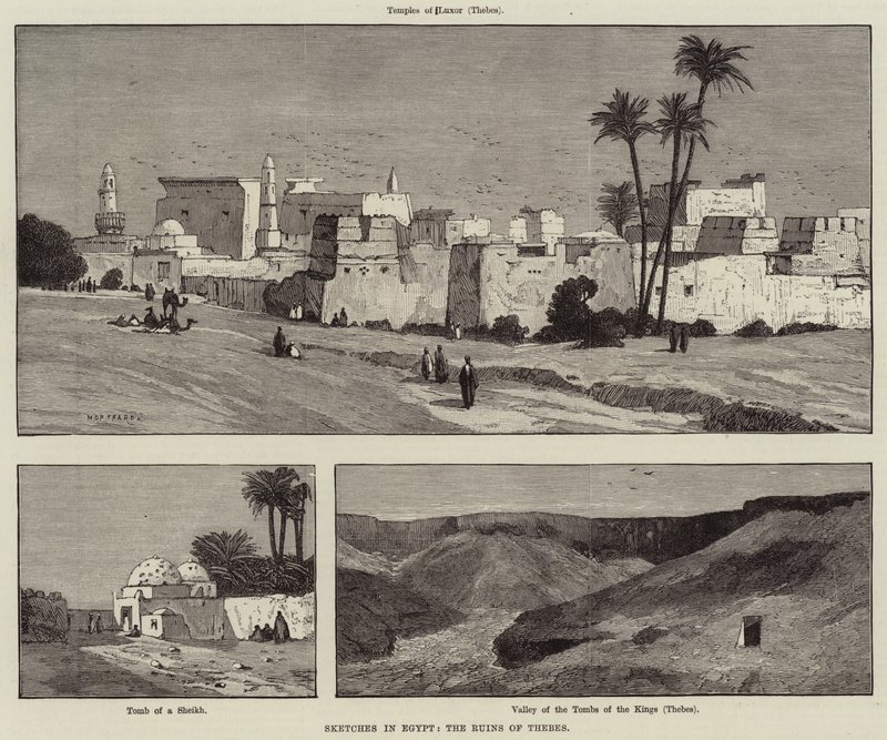 Sketches in Egypt, the Ruins of Thebes by Charles Auguste Loye