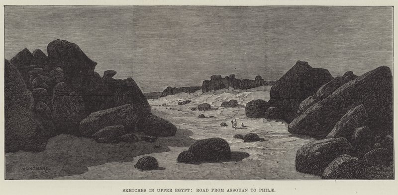 Sketches in Upper Egypt, Road from Assouan to Philae by Charles Auguste Loye