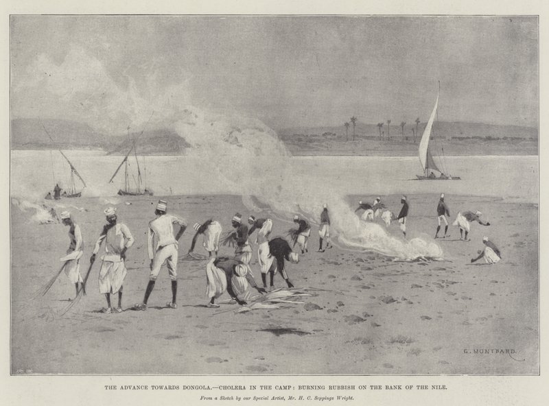 The Advance Towards Dongola, Cholera in the Camp, Burning Rubbish on the Bank of the Nile by Charles Auguste Loye