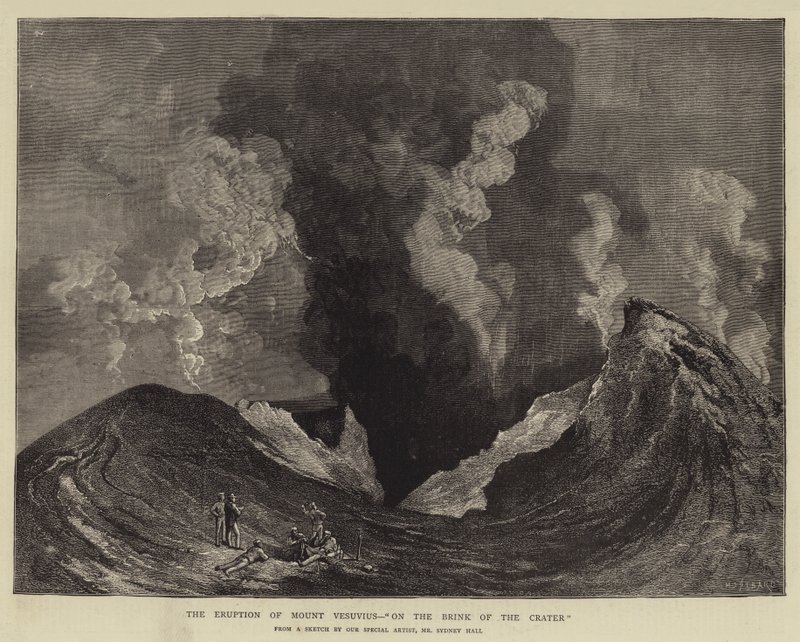 The Eruption of Mount Vesuvius, On the Brink of the Crater by Charles Auguste Loye
