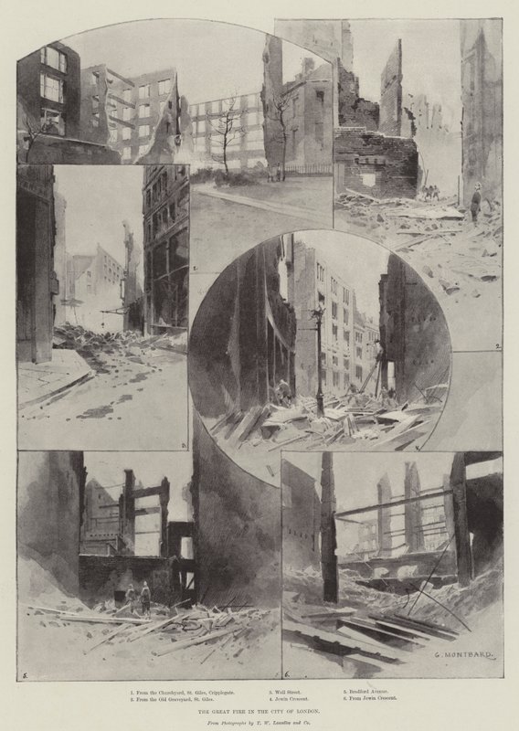 The Great Fire in the City of London by Charles Auguste Loye