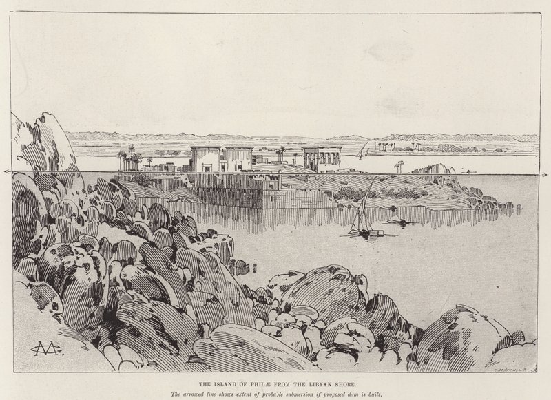 The Island of Philae from the Libyan Shore by Charles Auguste Loye