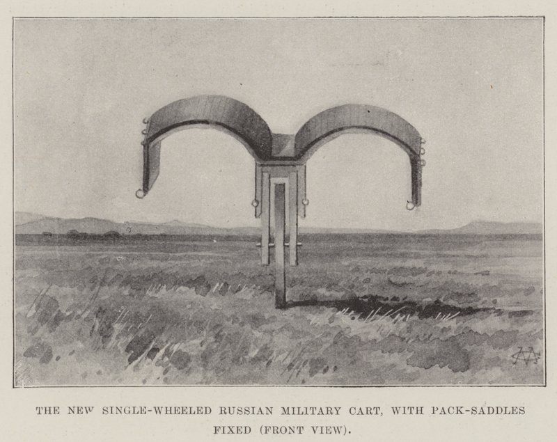 The New Single-Wheeled Russian Military Cart, with Pack-Saddles Fixed, Front View by Charles Auguste Loye