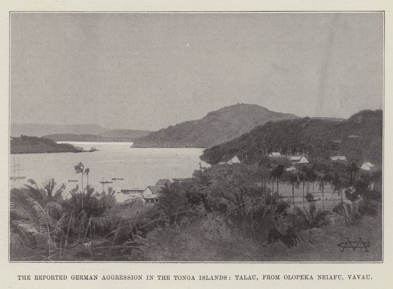 The Reported German Aggression in the Tonga Islands, Talau, from Olopeka Neiafu, Vavau by Charles Auguste Loye