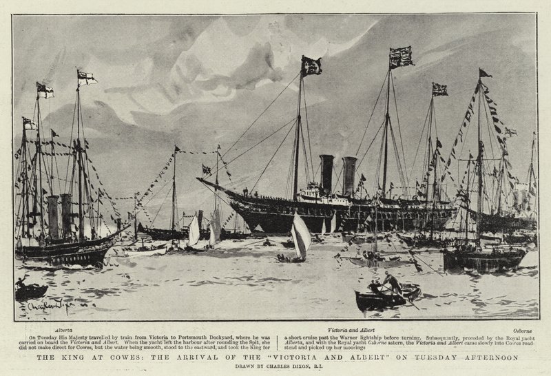 The King at Cowes, the Arrival of the Victoria and Albert on Tuesday Afternoon by Charles Edward Dixon