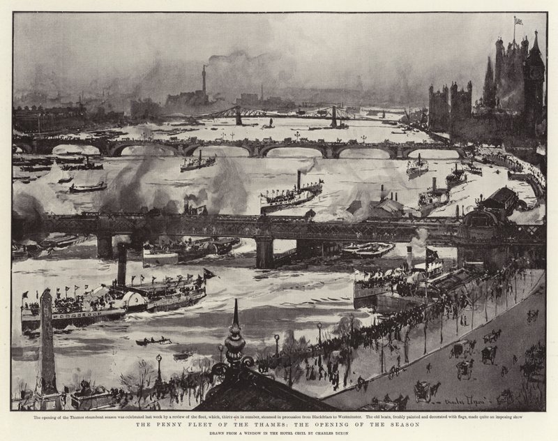 The Penny Fleet of the Thames, the Opening of the Season by Charles Edward Dixon