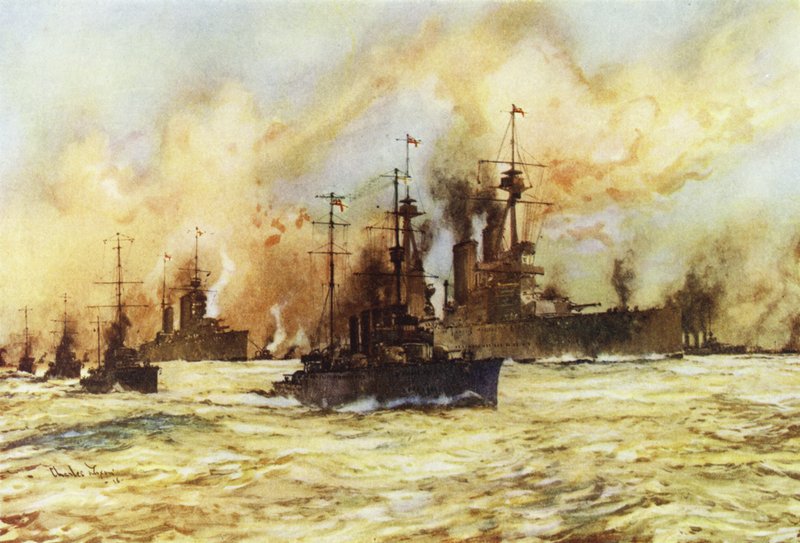 The Battlecruiser Indomitable Towing the Wounded Battlecruiser Lion After the Battle of Dogger Bank, 24 January 1915 by Charles Edward Dixon