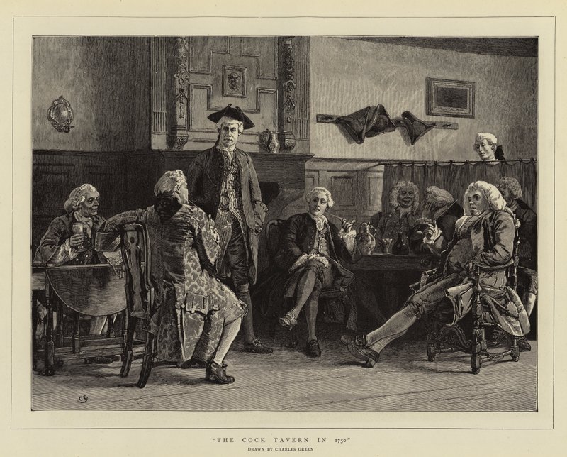 The Cock Tavern in 1750 by Charles Green