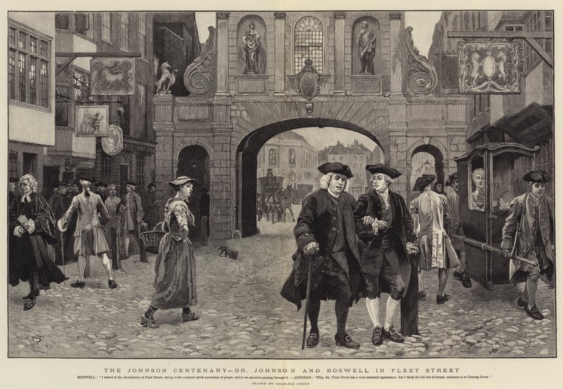 The Johnson Centenary, Dr Johnson and Boswell in Fleet Street by Charles Green
