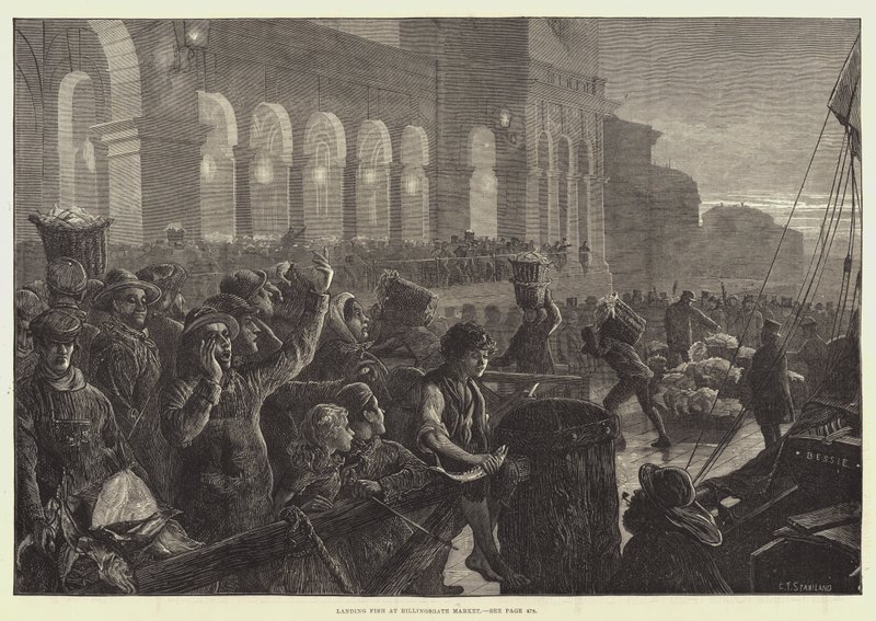 Landing Fish at Billingsgate Market by Charles J. Staniland