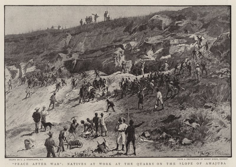 Peace after War, Natives at Work at the Quarry on the Slope of Amajuba by Charles J. Staniland