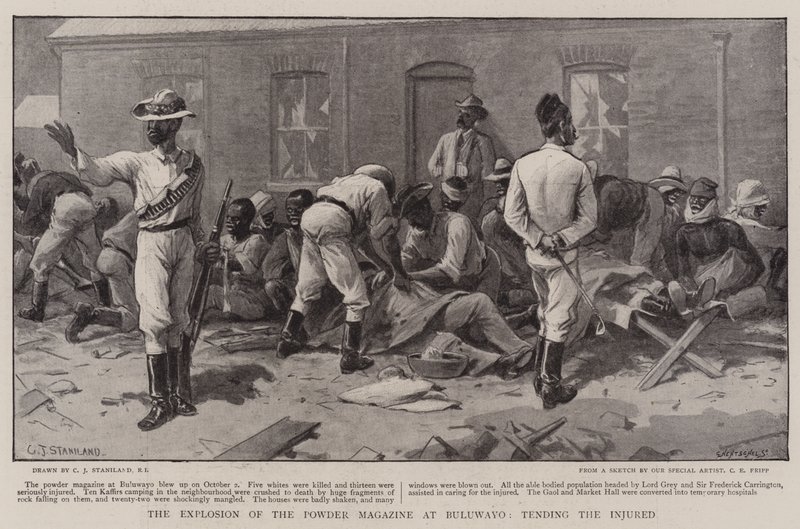 The Explosion of the Powder Magazine at Buluwayo, Tending the Injured by Charles J. Staniland