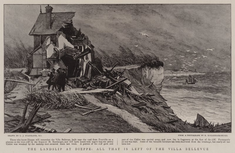 The Landship at Dieppe, All That is Left of the Villa Bellevue by Charles J. Staniland