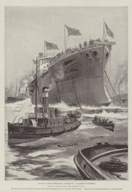 Launch of the Battle-Ship Vengeance at Barrow-in-Furness by Charles John de Lacy