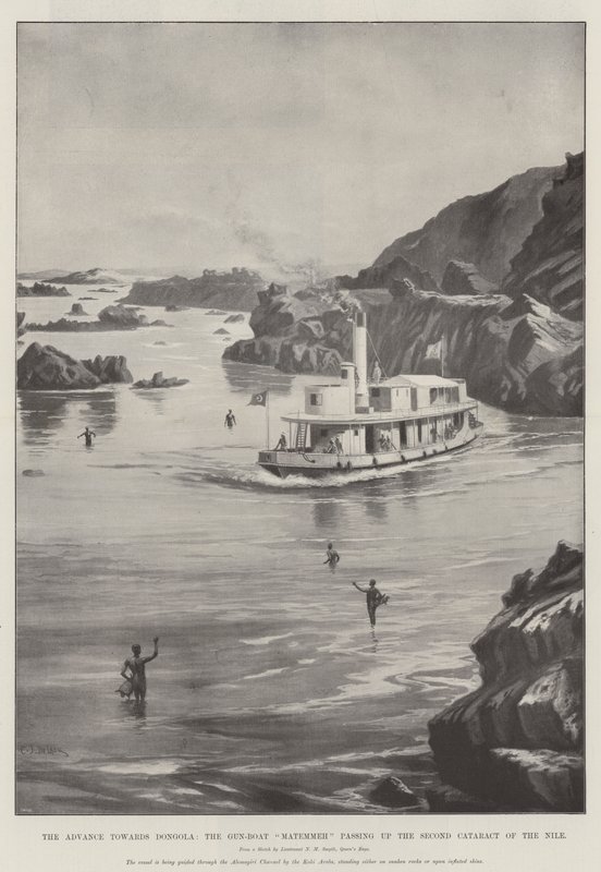 The Advance towards Dongola, the Gun-Boat Matemmeh passing up the Second Cataract of the Nile by Charles John de Lacy