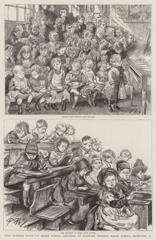 Free Dinners Given to Board School Children at Denmark Terrace Board School, Islington by Charles Paul Renouard