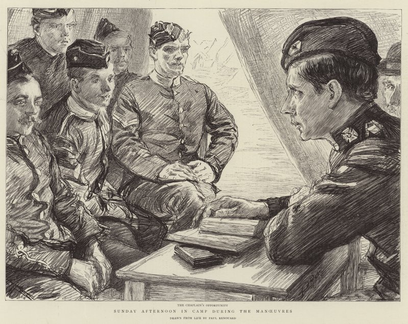 Sunday Afternoon in Camp during the Manoeuvres by Charles Paul Renouard