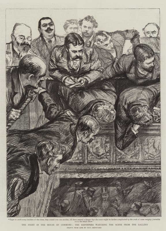 The Fight in the House of Commons, the Reporters Watching the Scene from the Gallery by Charles Paul Renouard