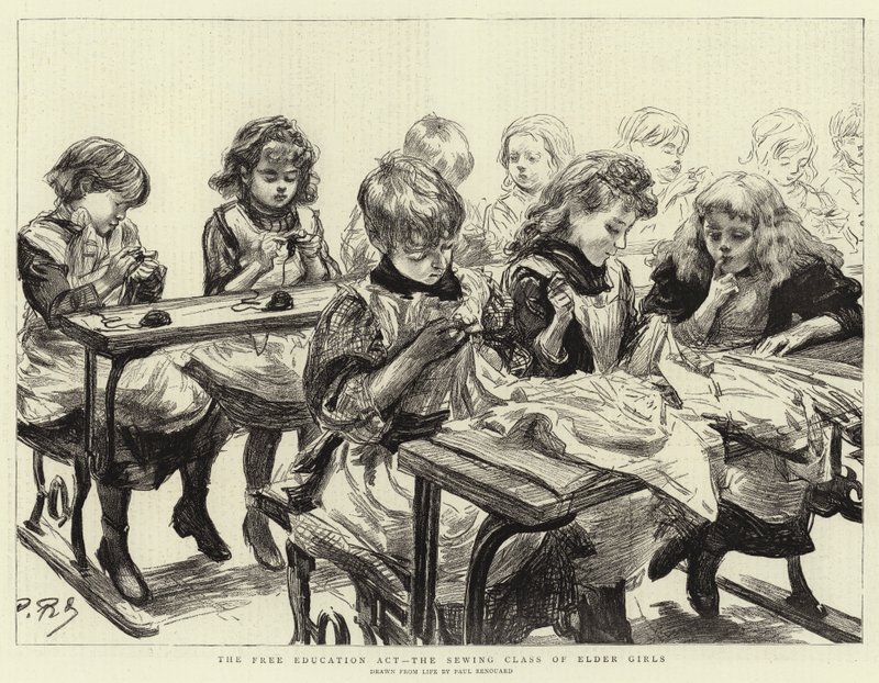 The Free Education Act, the Sewing Class of Elder Girls by Charles Paul Renouard